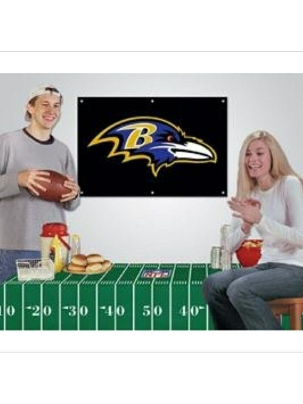 NFL Baltimore Ravens Party Kit Tailgating Big Game Partys Banner and Tablecloth